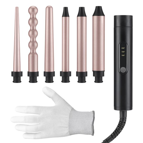 Eisen 5 In 1 Lockenwickler Pflege Styling Lockenstab Haar Eisen Lockenwickler Set Lockenwickler Frisuren Werkzeug Multifunktionales Fass Rotierend