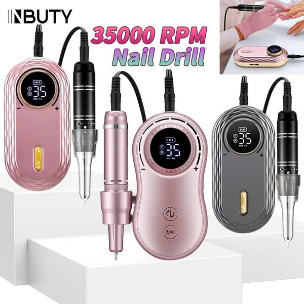 Inbuty 35000rpm Tırnak Matkap Manikür Set Elektrikli Tırnak Matkap Makinesi Şarj Edilebilir Salon Jel Tırnak Cilası Sander Profesyonel Aracı 240318