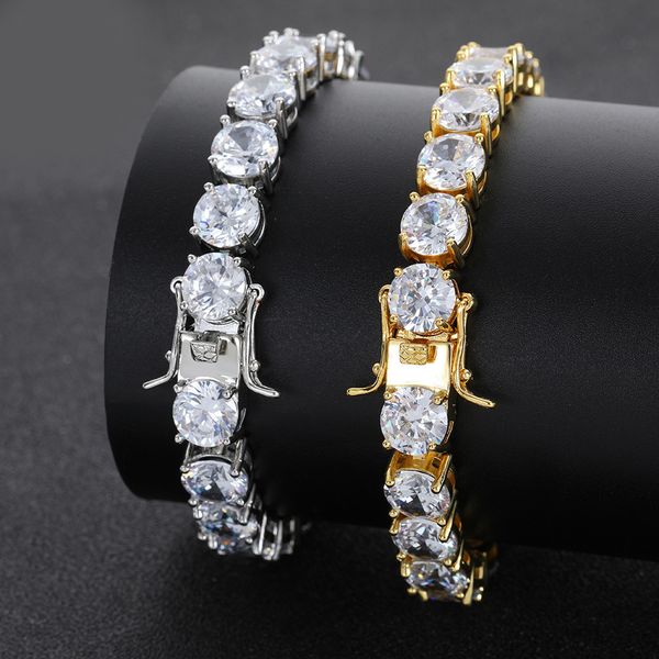 Tennisarmband Damen Edelstahl vergoldet Silber eingelegt 1 Reihe Moissanit Diamant 8 mm Breite Kettenarmbänder Rapper Hip Hop Herren Designerschmuck Geschenk für Mädchen