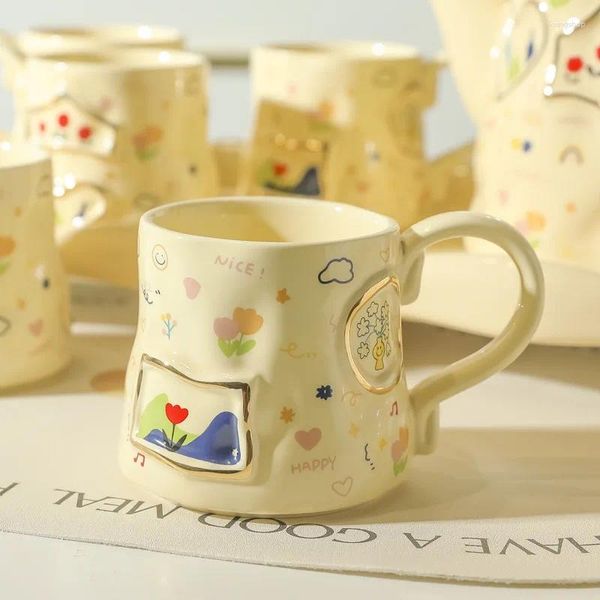 Tassen Handbemalte Kaffeetasse Kreative Tasse Handgemachte Keramik Milch Haushaltsgeschirr Wasser Für Freundin Luxus Geschenk