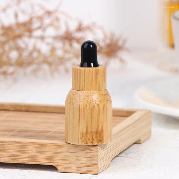 Garrafas de armazenamento 2ml vazio recarregável bambu vidro olho conta-gotas garrafa óleo essencial com pipetas maquiagem recipiente de amostra cosmética