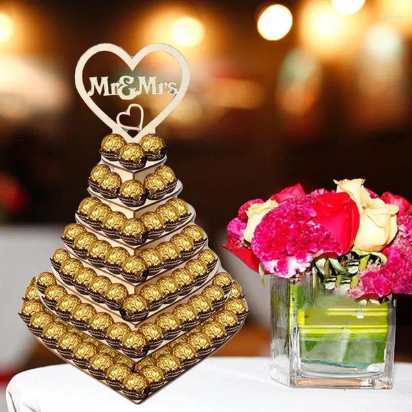 Decorazione per feste Espositore per cioccolato in legno Espositore per dessert 3D Matrimonio Cuore Albero Torre Scaffale per la sposa per essere un anniversario di fidanzamento