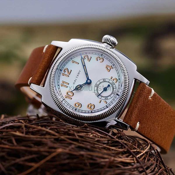 Armbanduhren Baltany Dress Vintage-Uhr, MOP-Zifferblatt, Subsekunden-Kathedralenzeiger, handgefertigt, Distressed, leuchtend, 100 m, automatische mechanische Uhr 240319