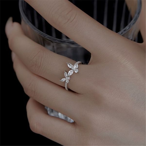 Anel de designer de borboleta de diamante para mulher 925 prata esterlina 18k ouro 5A zircônia luxo casamento anéis de noivado jóias mulheres amigas meninas festa caixa de presente tamanho 5-9