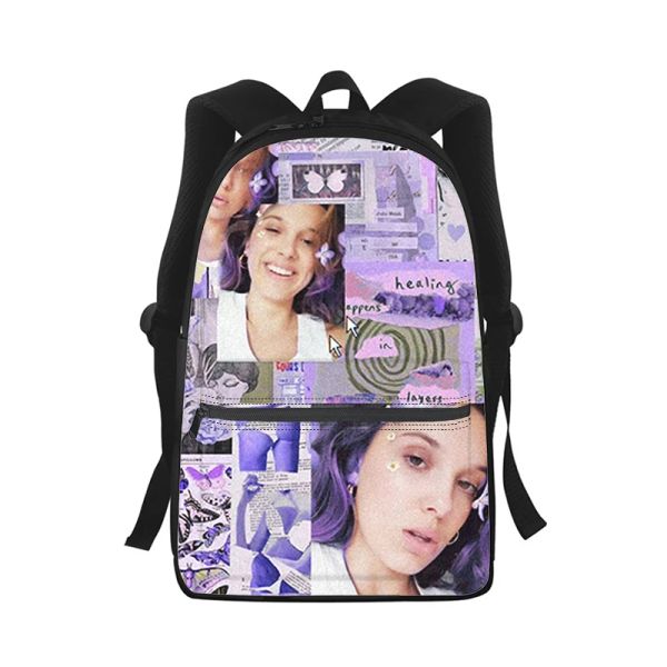 Taschen Millie Bobby Brown Männer Frauen Rucksack 3D Print Modes School Tasche Laptop Rucksack Kinder Reiseöglichkeit