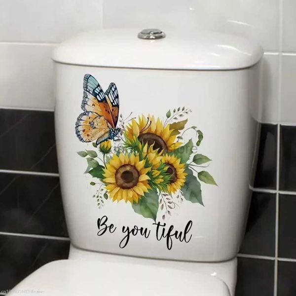 Adesivi per toilette 1 pz.Piante girasoli farfalle per adesivi murali adesivo WC copri WC adesivo frigorifero decorazione WC 240319