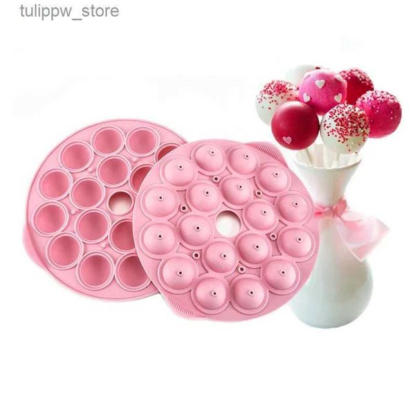 Backformen Lebensmittelqualität Silikon Lutscherform Zucker Kuchen Schokolade Süßigkeiten Runde Pop 3D Cupcake Form Rosa Dekorationswerkzeuge Farbe zufällig L240319