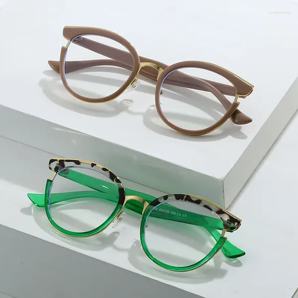 Óculos de sol quadros vintage designer tr90 gato olho óculos quadro feminino para homens moda na moda senhoras miopia leitura óculos