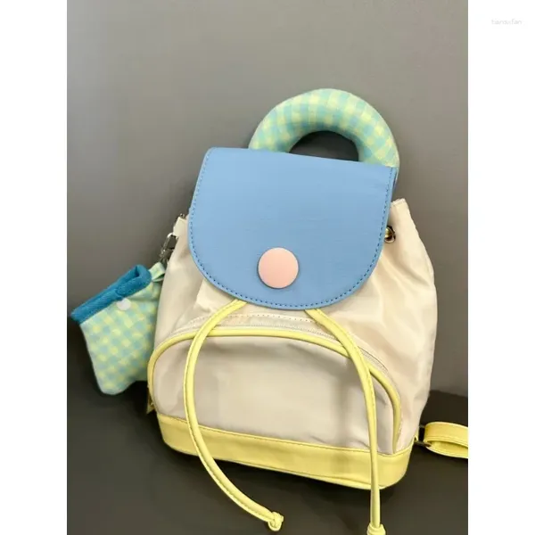 Mochila 2024 primavera e verão elegante bonito pequeno mochila fresco retalhos meninas casual doce nylon