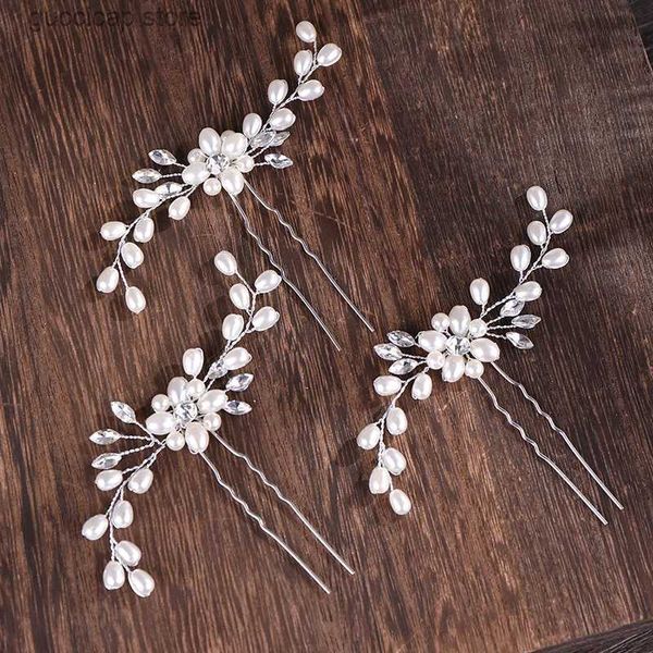 Tiaras AiliBride 2 Stück Hochzeit Perlen Haarnadeln Haarschmuck Frauen Braut Kopfschmuck Handgefertigter Haarschmuck Y240319