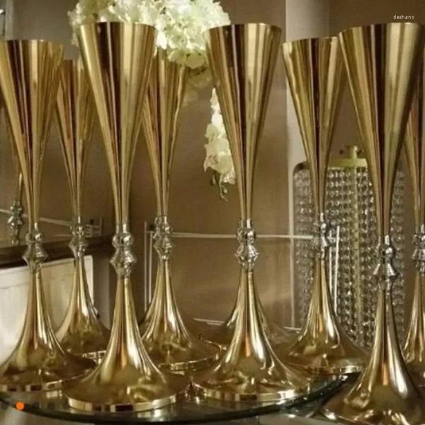 Vasos atacado 70 cm de altura casamento vaso de flor de ouro bling mesa peça central espumante decoração banquete estrada chumbo