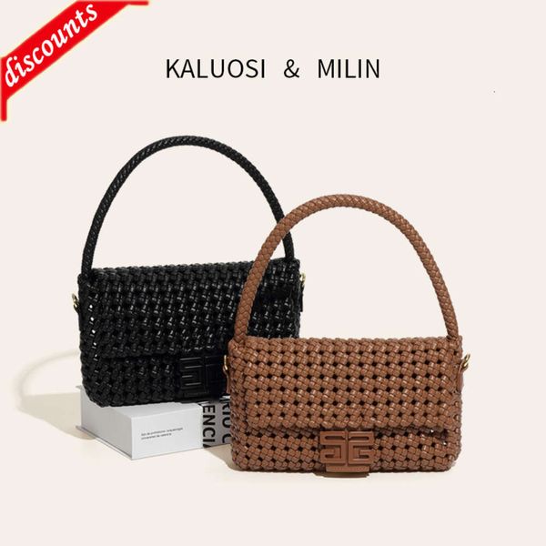 Store Hochwertige Design-Tasche, modische Textur, handgefertigt, gewebt, Unterarm-Windmühlenknoten, Damen-Umhängetasche für Mutter und Kind, zum Pendeln, einzelne Schulter