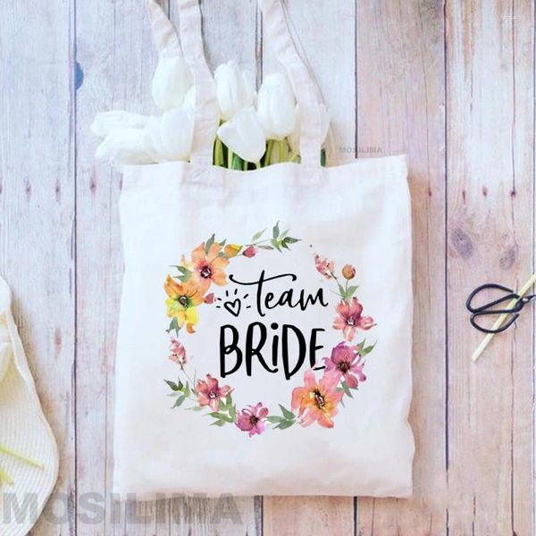 TOTES Team Bride Printing Fashion Bulle Borse Canvas Tote Shopping Viaggia riutilizzabile Bachelorette Wedding Bridal Party Beg