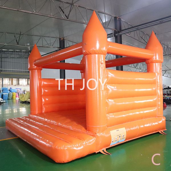 4.5x4.5m (15x15ft) com ventilador atividades ao ar livre inflável casamento bouncer laranja brilhante casa saltando castelo bouncy para halloween001
