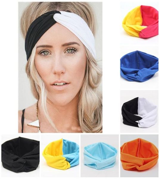 Fascia elastica per ragazze Fascia per capelli colorata Patchwork Sport Yoga Avvolgere la testa Bandana Copricapo Accessori per capelli Partyware T2C5179483219