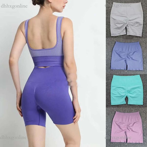 Pantaloncini da yoga luemon da donna fitness vita alta corsa slim yoga lulemom pantaloncini asciugatura rapida tinta unita abbigliamento sportivo traspirante alta elasticità nylon abbigliamento da palestra