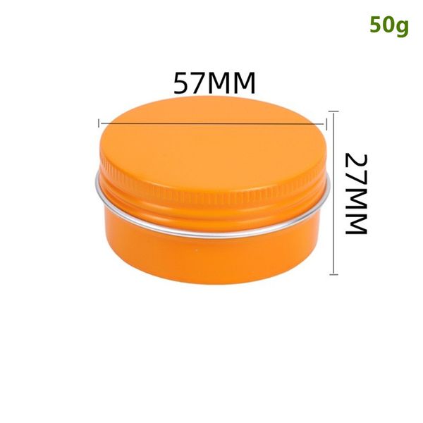 1,76 Unzen oranges Aluminium-Zinnglas, nachfüllbare Behälter, 50 ml, Aluminium-Schraubdeckel, runde Blechbehälter-Flasche für Kosmetik, Lippenbalsam, Creme