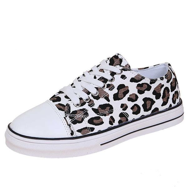 HBP Nuovi arrivi non di marca scarpe basse da donna moda cinturini con punta tonda scarpe di tela casual da donna con stampa leopardata