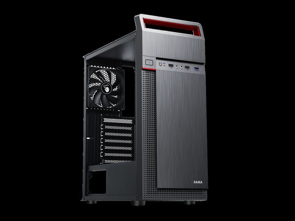 SAMA Sama-S88-BK Schwarzes ATX-Mid-Tower-USB3.0-Computergehäuse mit 3 x 120-mm-Lüftern (vorinstalliert)