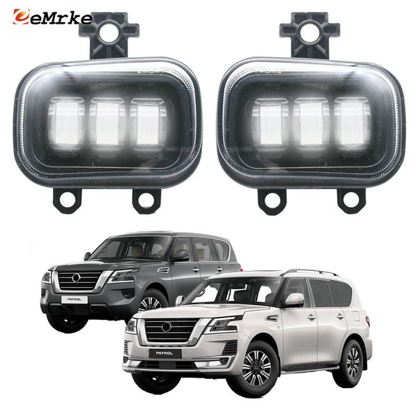 EEMRKE Led Faróis de Nevoeiro de Carro DRL para Nissan Patrol Emirados Árabes Unidos, Patrol Ti-L 2019 2020 2021 2022 2023 Conjunto de lâmpada de neblina de pára-choque dianteiro com lente dirigindo 40W 12V branco ou amarelo