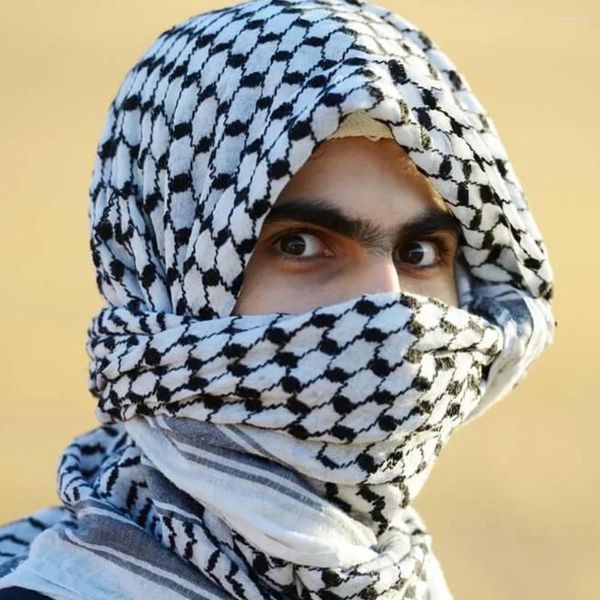 Cobertores masculino lenço de cabeça árabe algodão shemagh deserto jacquard keffiyeh árabe 125x12 5/140x140cm traje árabe acessórios cobertor