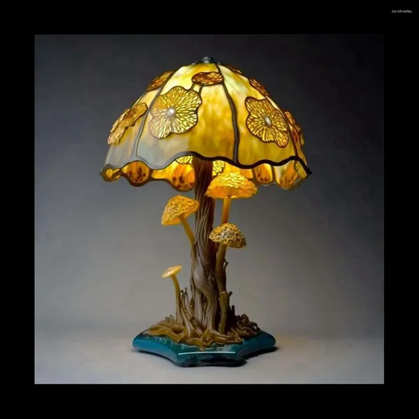 Tischlampen, kreative gebeizte Pflanzenserienlampe, buntes Schlafzimmer, Nachttisch, Pilz, Retro-Nachtatmosphärenlicht, 5