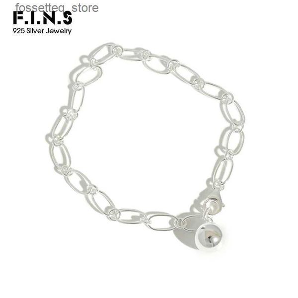 Braccialetti con ciondoli FINS S925 Argento sterling Creativo Semplice Catena collegata Perlina Ciondolo Fascino Femminile Moda coreana Gioielleria raffinata L240319