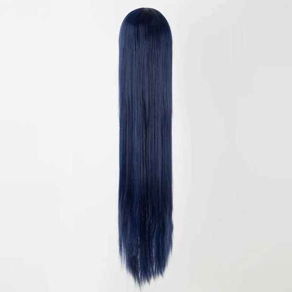 Parrucche sintetiche Parrucche cosplay Parrucca lunga blu scuro Fei-Show Sintetica resistente al calore 100 cm/40 pollici Capelli lisci Carnevale Costume di Halloween Cos-play Parrucchino 240327