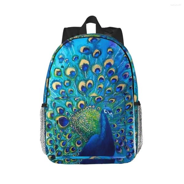 Mochila completa glória pavão mochilas meninos meninas bookbag moda crianças sacos de escola portátil mochila ombro grande capacidade