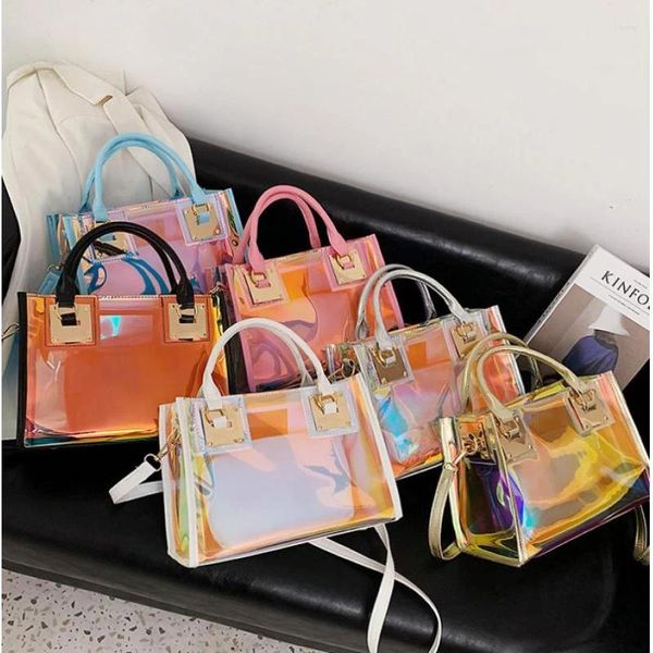 Umhängetaschen Holographic Transparent Jelly Bag Hochwertige PVC Damen Designer Handtasche Große Kapazität Kette Messenger Klar