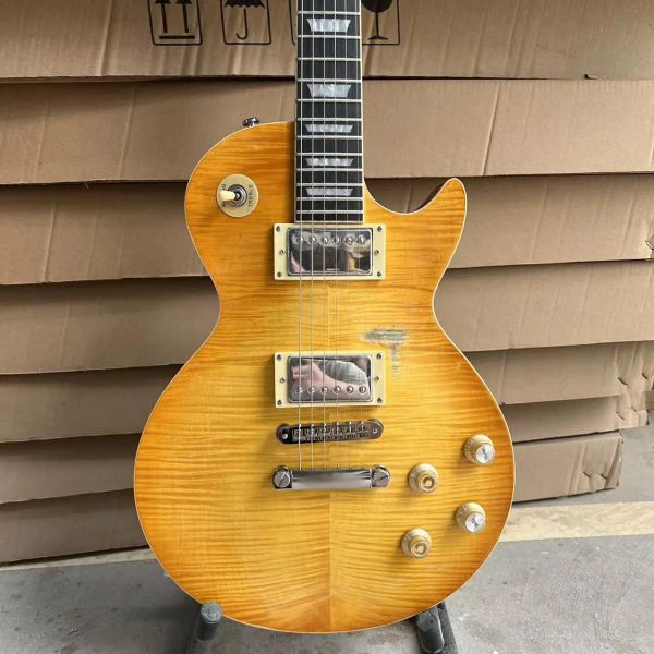 Gitarre 1959 Hommage an Gary Moore Peter Green Smoked Sunburst Relic E-Gitarre, geflammte Ahorndecke, einteiliger Korpus und Hals