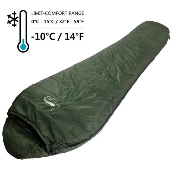 Gear Desert Fox Sacco a pelo in piuma d'oca Sacco a pelo caldo a mummia invernale 1000 g Imbottitura in piuma Coperta da campeggio per adulti per escursioni in viaggio