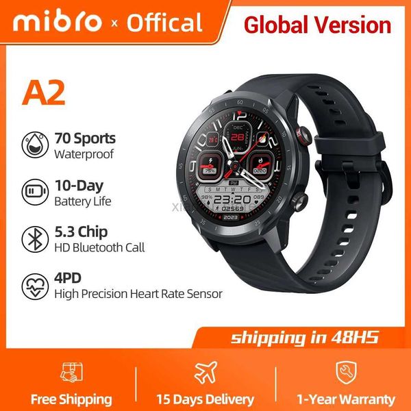 Original Mibro Smartwatch A2 Globale Version Anwendungssteuerung 1,39 Zoll HD-Bildschirm Herzfrequenzmesser Schlafgesundheit 2ATM Wasserdichte Sportuhr für Herren und Damen 240319