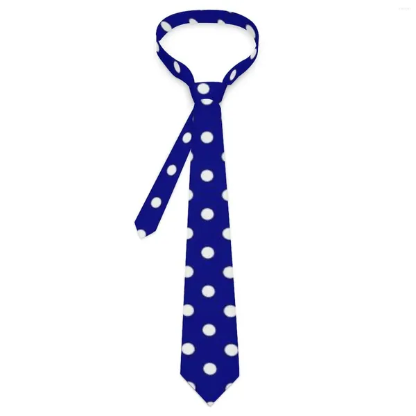 Papillon Cravatta a pois bianca Cravatta da sposa blu navy Retro Casual per uomo Cravatta con colletto stampato Idea regalo