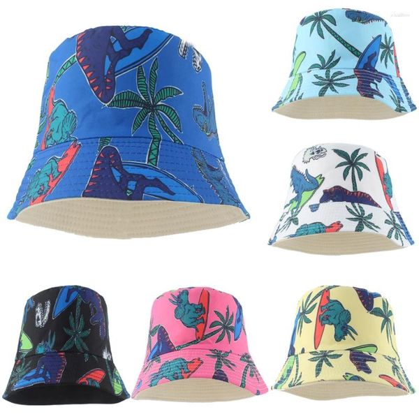 Береты с принтом динозавра, детские панамы для детей, для мальчиков и девочек, летняя шляпа с милыми животными, рыбацкая шляпа, панама, кепка от солнца, капот