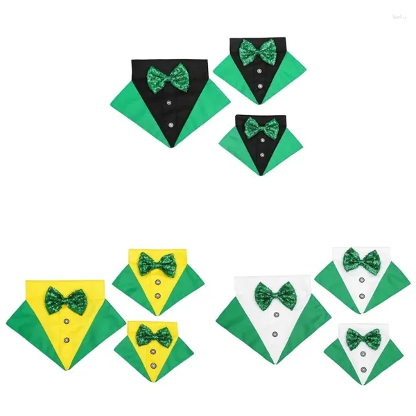 Abbigliamento per cani Sciarpe Fazzoletto da collo Patrick Day Bandane Collare con fiocchi Bavaglino verde