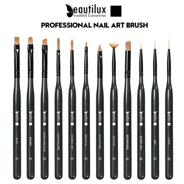 Kit Beautilux Set di pennelli per unghie Pennello per unghie in gel Pittura a colori Disegno a tratteggio Creazione di modelli Pennello professionale per smalto per unghie