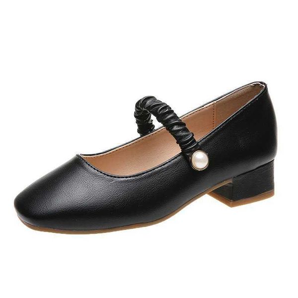 HBP Non-Brand Meistverkaufte Mary-Jane-Schuhe mit quadratischer Zehenpartie und Vintage-Perle für Damen, plissiert, modisch, elegante Damen-High-Heels, klobige Party-Schuhe