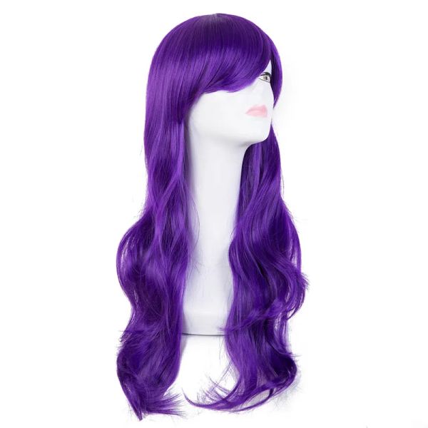 Perucas de carnaval peruca feishow sintético resistente ao calor longo ondulado roxo cabelo pelucas traje cosplay festa de halloween salão de beleza hairpieces