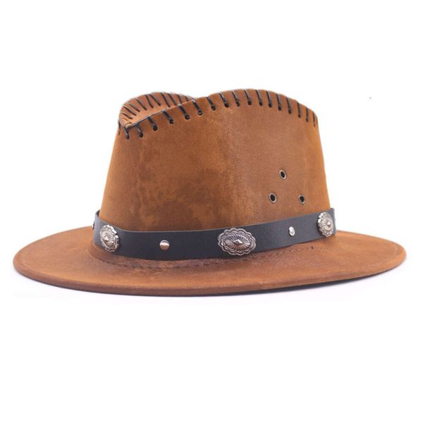 Outono/inverno topo novo cinto ocidental cowboy inglês jazz masculino e feminino estilo étnico chapéu