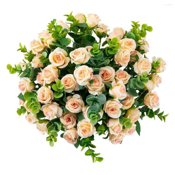 Декоративные цветы, 3 упаковки, искусственные шелковые розы для украшения букета из искусственных цветов, ваза «сделай сам», домашняя свадьба (шампанское)
