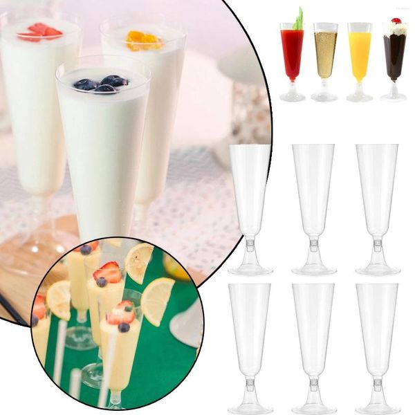 Одноразовые чашки соломинка 6 шт. Глитер пластиковый пластиковый классический посуды, как шампанские свадебные вечеринки, поджаривать бокалы для флейт