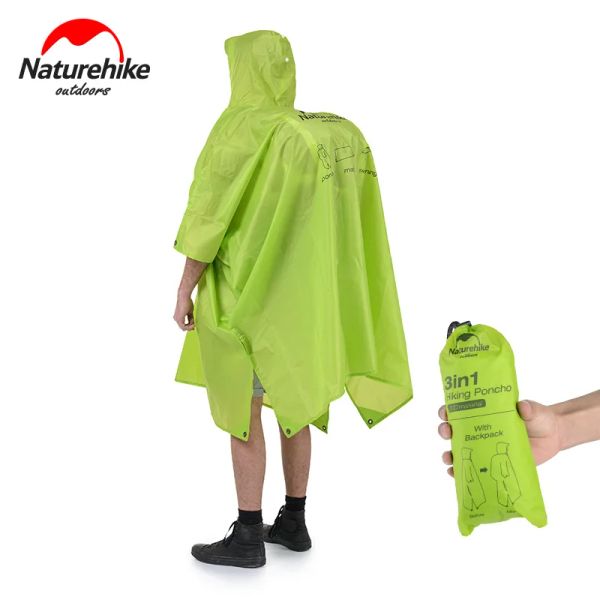 Abrigos NatureHike Pessoa única Poncho Rain Cap capa Capas de mochila ao ar livre Toldão de camping Mini Tarp Sun Shelter 20D Silicone 210T TAFFETA