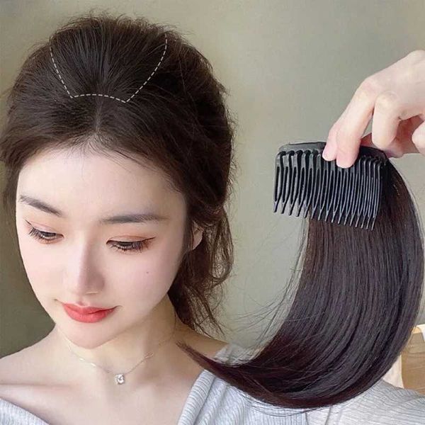 Parrucche sintetiche Parrucche sintetiche Donna Soffici cuscinetti per capelli invisibili Clip in un pezzo di capelli Fodera sintetica per capelli Copertura laterale superiore Posticci naturali Parrucca 240329