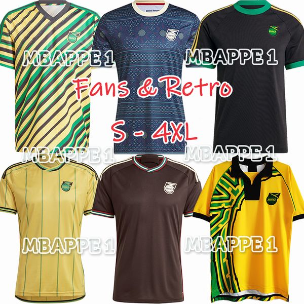 2024 Jamaika Mens Antonio Nicholson Futbol Jersey Morrison Bailey Lowe Bell Brown Away Maç Öncesi Eğitim Üniforması 1998 Retro Futbol Gömlekleri