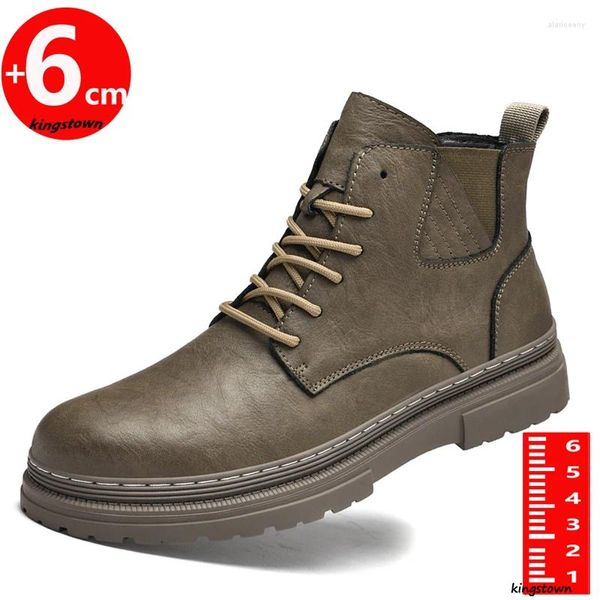 Stivali Uomo Ankel Pelle Aumento Altezza Solette 6 cm Scarpe Oxford da Uomo Outdoor Taglie Forti 37-45