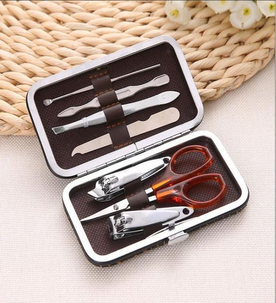 7pcs Tırnaklar Clipper Kit Manikür Seti Paslanmaz Çelik Clippers düzelticiler Pedikür Makas Sırık Setleri Manikür Set Güzellik Aracı 2004502