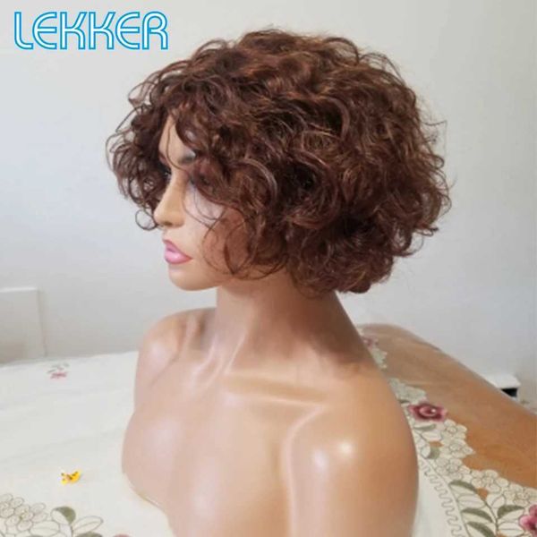 Perucas sintéticas Lekker Curto Afro Kinky Curly Bob Cabelo Humano Perucas Naturais para Mulheres Fluffy Bouncy Curl Colorido Brasileiro Remy Ombre Loira Perucas 240328 240327