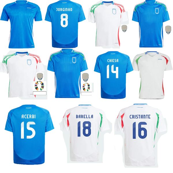 Itália Copa da Europa novo 2024 2025 Camisas de futebol NS Jogador BONUCCI JRGINHO INSIGNE VERRATTI Homens tamanho CAMISAS DE FUTEBOL CHIESA BARELLA CHItalia FAIELLINI PELLEGRINI