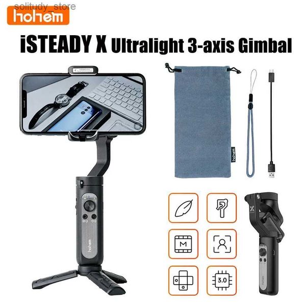 Estabilizadores Hohem iSteady X X2 smartphone universal joint 3-axis handheld estabilizador telefone selfie stick tripé adequado para iPhone 13 Pro Max Q240319